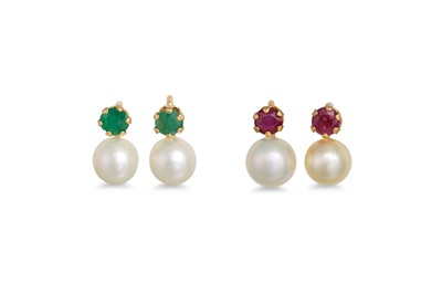 Lot 31 - TWO PAIRS OF CULTURED PEARL EARRINGS, one set...