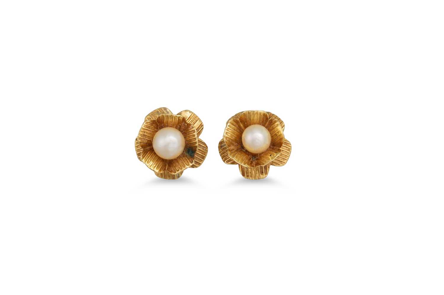 Lot 37 - A PAIR OF CULTURED PEARL EARRINGS, mounted in...