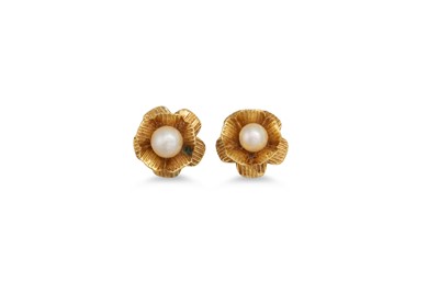 Lot 37 - A PAIR OF CULTURED PEARL EARRINGS, mounted in...