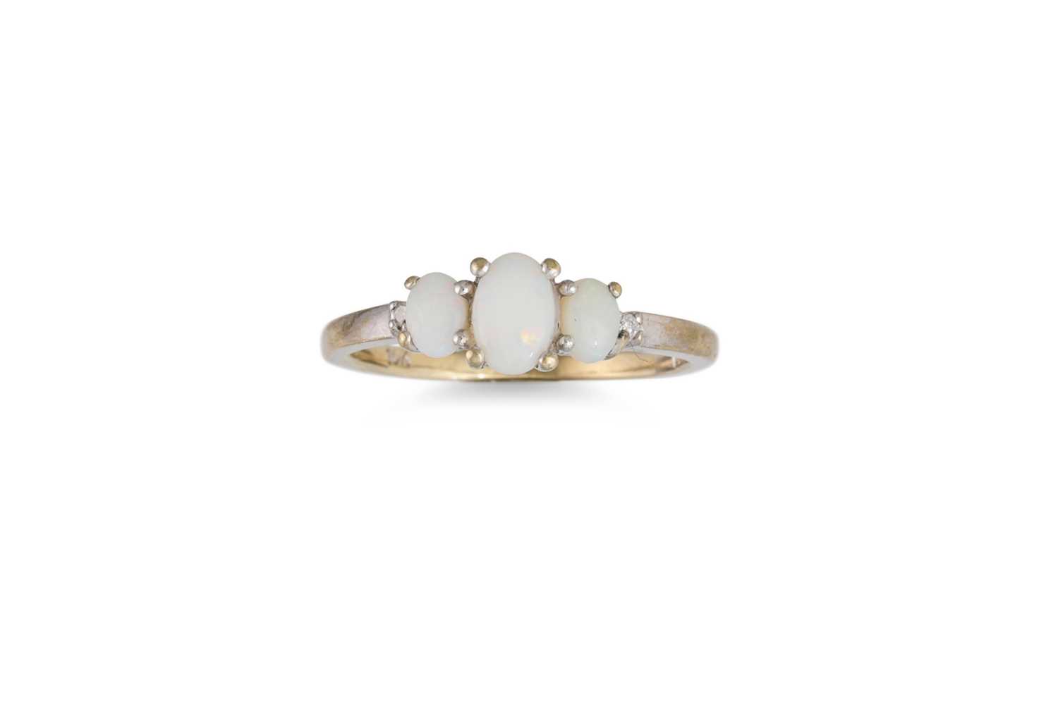 Lot 69 - A DIAMOND AND OPAL SET RING, the oval cabochon...