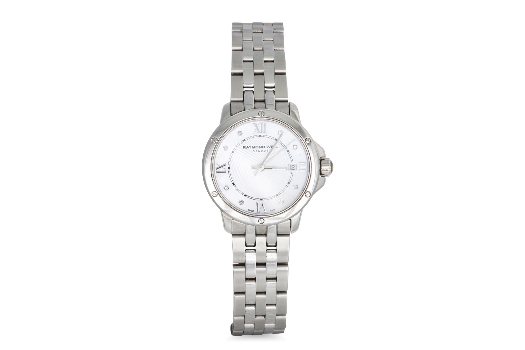 Lot 396 A LADY'S RAYMOND WEIL WRIST WATCH, mother of