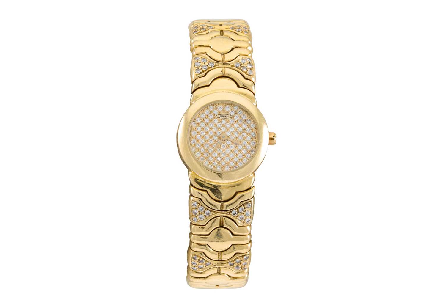 Lot 312 - A LADY'S GOLD AND DIAMOND WRIST WATCH, diamond...