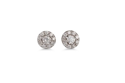 Lot 364 - A PAIR OF DIAMOND CLUSTER EARRINGS, the...