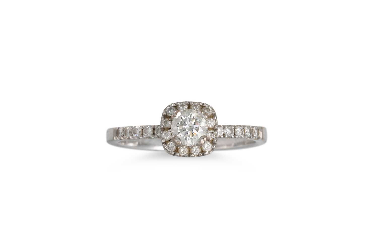 Lot 59 - A DIAMOND SOLITAIRE DRESS RING, the round...