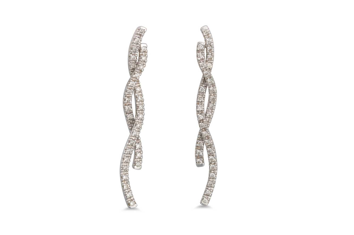 Lot 58 - A PAIR OF DIAMOND DROP EARRINGS, comprising of...