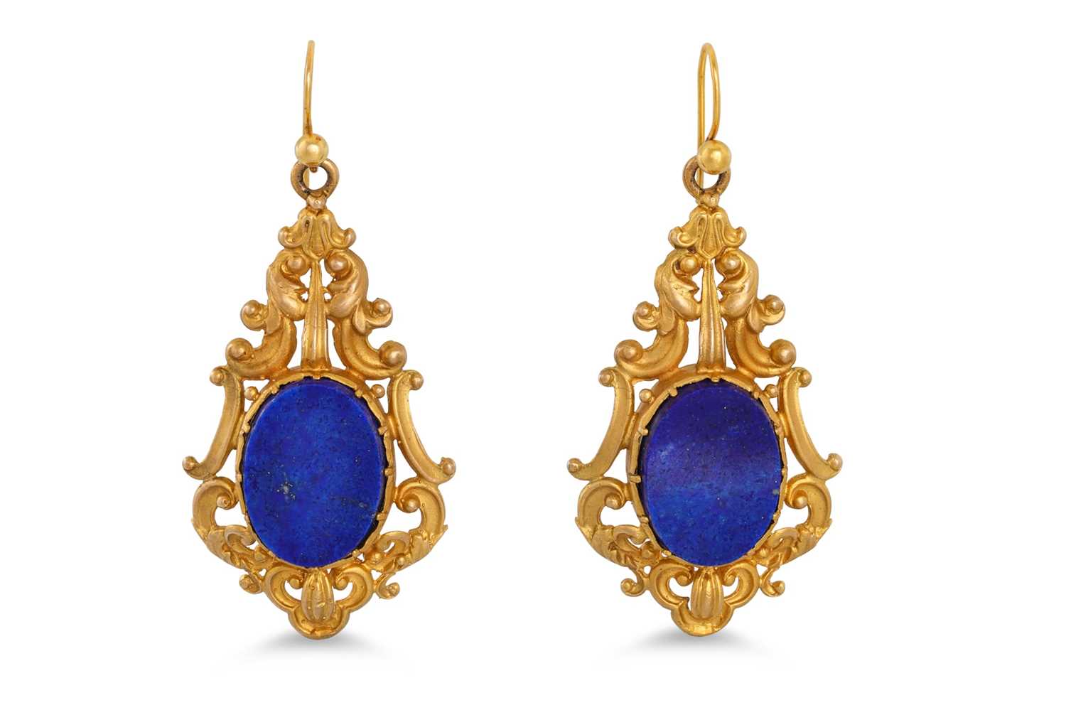 Lot 153 - A PAIR OF ANTIQUE DROP EARRINGS, set with...