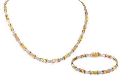 Lot 295 - A 14CT TWO COLOUR GOLD NECKLACE, together with...
