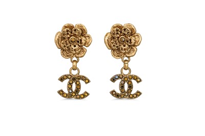 Lot 12 - A PAIR OF CHANEL DROP EARRINGS, the floral...