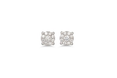 Lot 326 - A PAIR OF DIAMOND CLUSTER EARRINGS, mounted in...