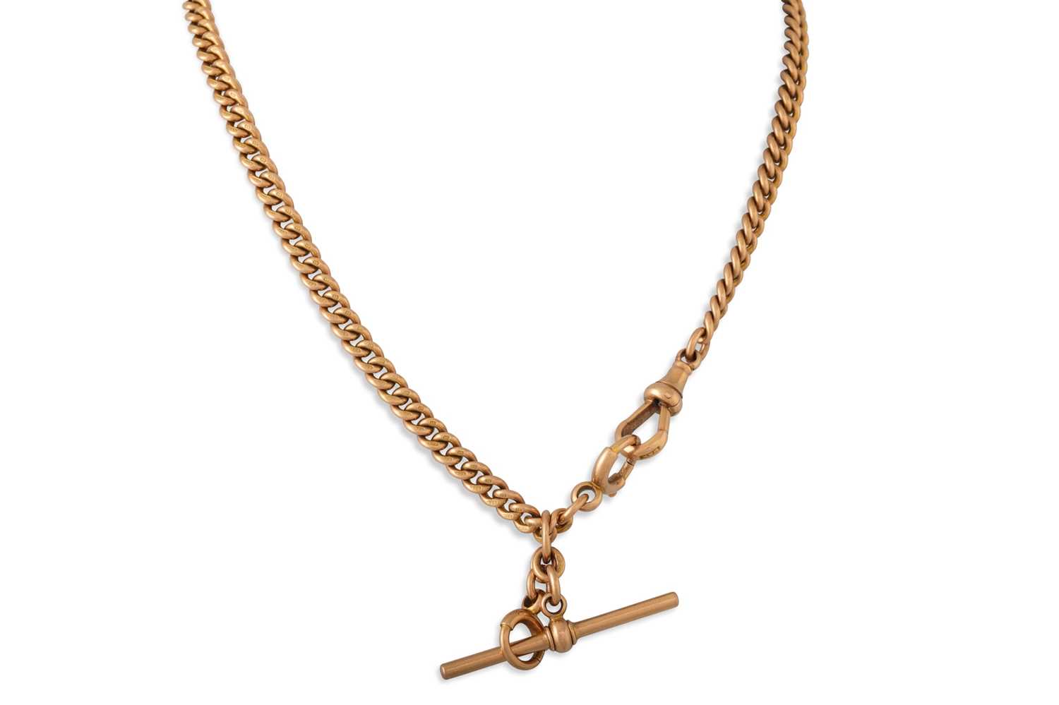 Lot 252 - A 15CT GOLD ALBERT CHAIN, with t-bar, 37.3 g.