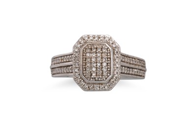 Lot 271 - A DIAMOND CLUSTER RING, pavé set in 18ct white...