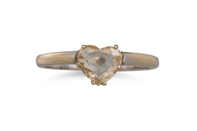 Lot 287 - A DIAMOND RING, the heart shaped diamond...