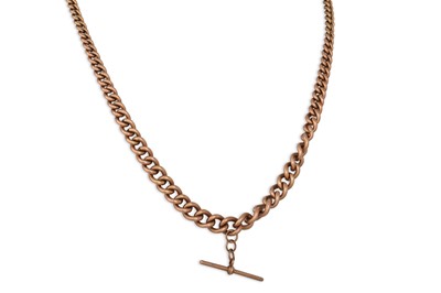 Lot 419 - A 9CT ROSE GOLD DOUBLE ALBERT NECKLACE,...