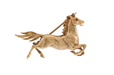 Lot 396 - A 9CT GOLD BROOCH, modelled as a horse, 10 g.