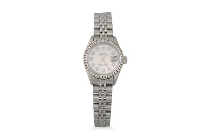Lot 488 - A LADY'S STAINLESS STEEL ROLEX OYSTER...