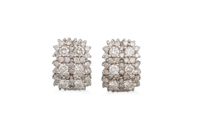 Lot 336 - A PAIR OF DIAMOND CLUSTER EARRINGS, comprising...