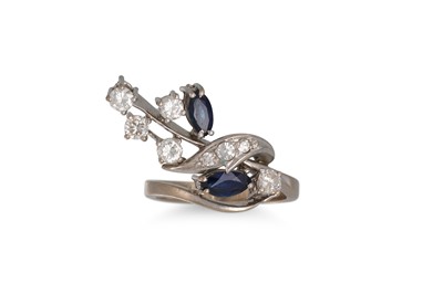 Lot 94 - A DIAMOND AND SAPPHIRE SPRAY RING, mounted in...