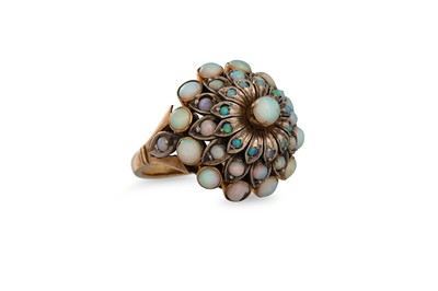 Lot 95 - A VINTAGE OPAL CLUSTER RING, mounted in gold,...