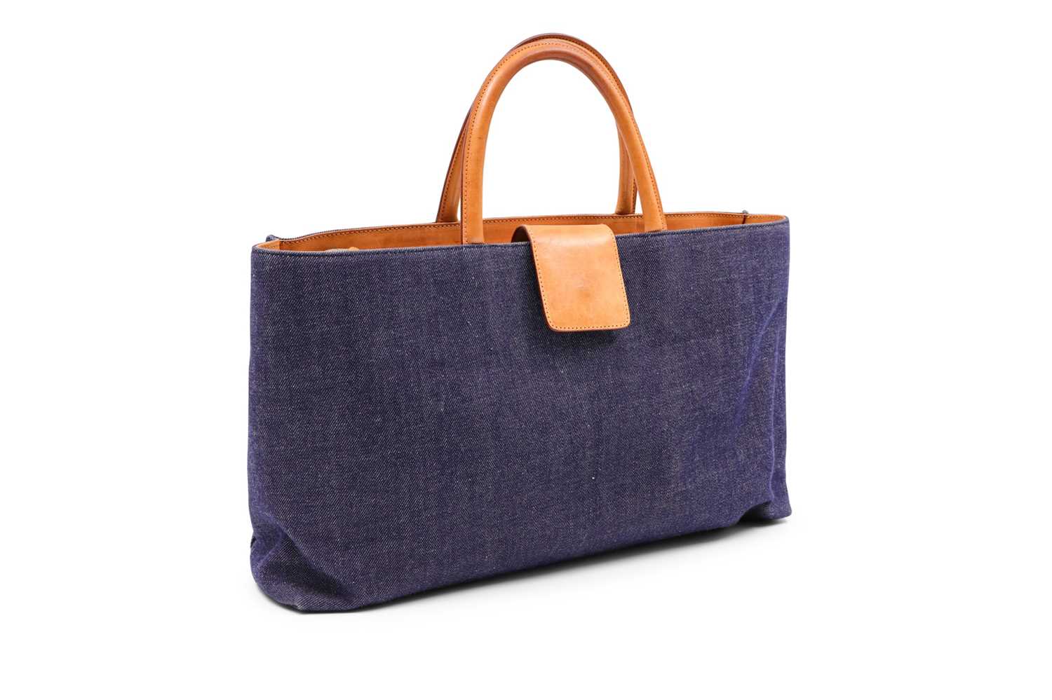 Lot 569 - A BURBERRY FABRIC HANDBAG, tote style of denim...