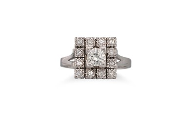 Lot 411 - A DIAMOND CLUSTER RING, of square form,...