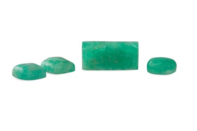 Lot 395 - FOUR CABOCHON EMERALDS, 65.00 ct in total
