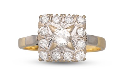 Lot 297 - A DIAMOND CLUSTER RING, of square form,...
