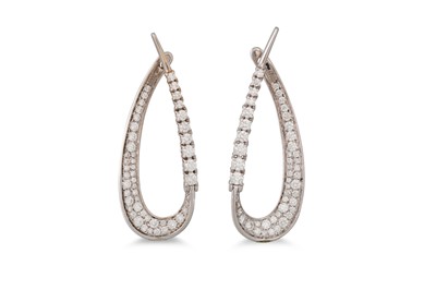 Lot 223 - A PAIR OF DIAMOND SET DROP EARRINGS, the round...