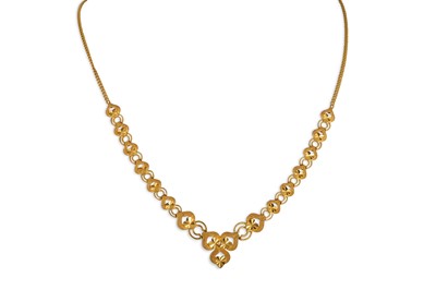 Lot 128 - A 22CT GOLD FANCY NECKLACE, of gold heart...