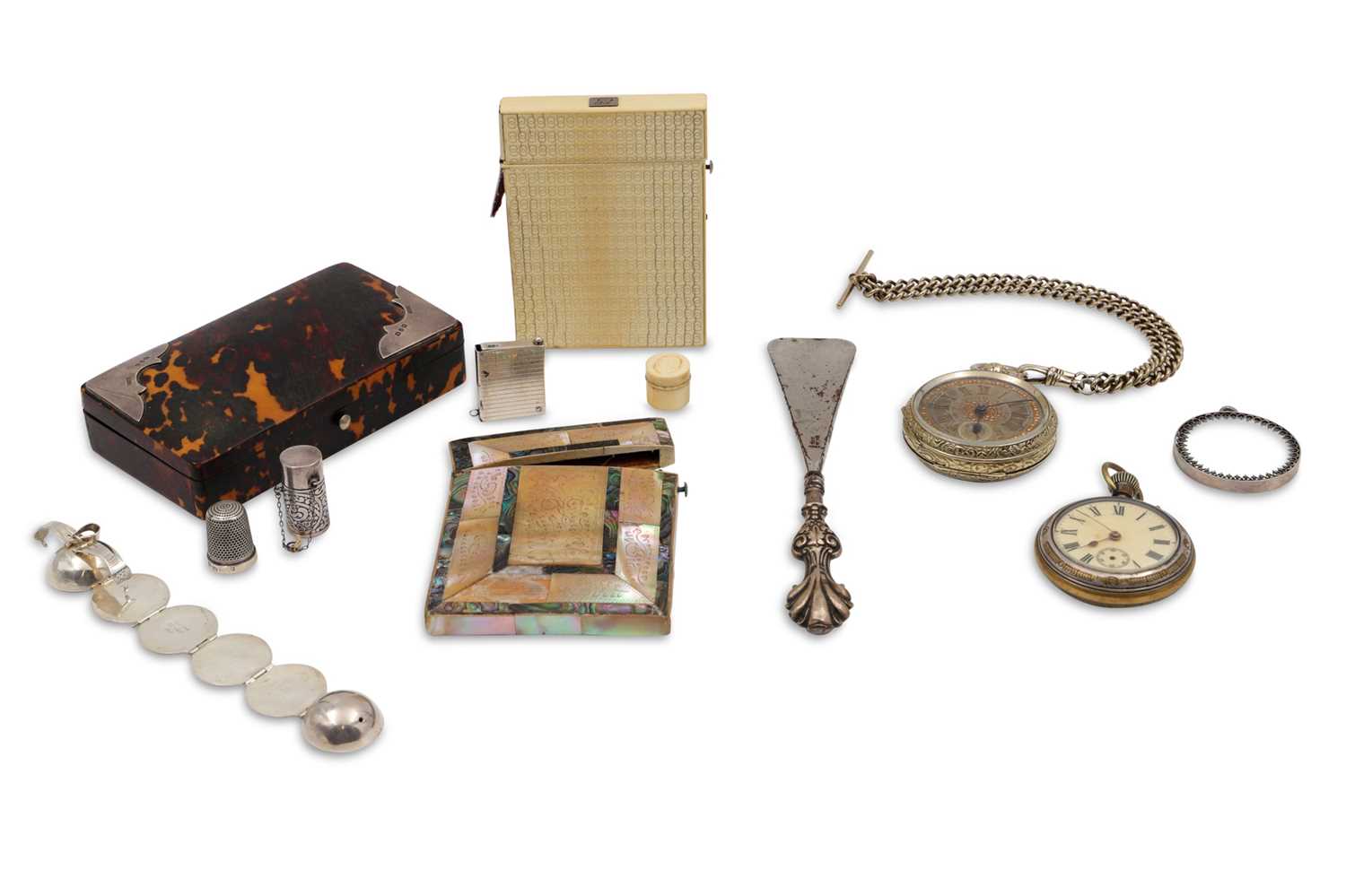 Lot 208 - AN INTERESTING COLLECTION OF AN ANTIQUE BOX,