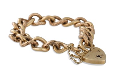 Lot 4 - A 9CT GOLD CURB LINK BRACELET AND PADLOCK,...