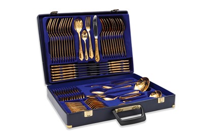 Lot 544 - A WEST GERMANY "BESTECKE" GOLD PLATED CUTLERY...