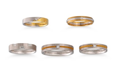 Lot 126 - FIVE DIAMOND SET BANDS, mounted in 18ct yellow...