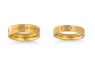 Lot 271 - TWO DIAMOND SET BAND RINGS, mounted in 18ct...