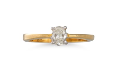 Lot 135 - A DIAMOND SOLITAIRE RING, the oval diamond...