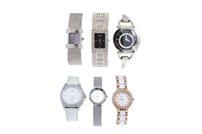 Lot 447 - A COLLECTION OF SIX LADY'S WATCHES, comprising...