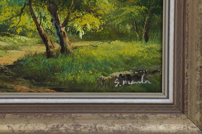 Lot 586 - S. MANLA (20th c. New Zealand) LANDSCAPE WITH...