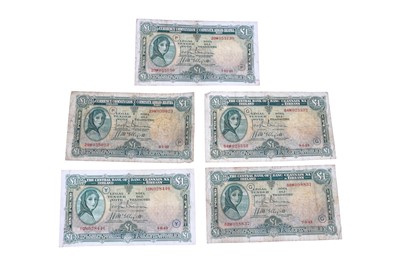 Lot 465 - THIRD SET OF 5 X £1 1941/43 ETO WARCODE LAVERY...