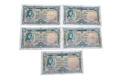 Lot 466 - FORTH SET OF 5 X £1 1941/43 ETO WARCODE LAVERY...