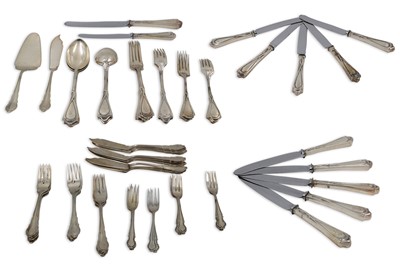 Lot 550 - A LARGE CONTINENTAL SILVER CUTLERY SET,...
