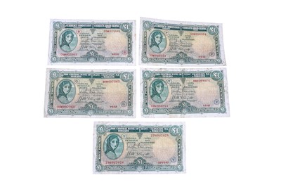 Lot 468 - SIXTH SET OF 5 X £1 1941/43 ETO WARCODE LAVERY...