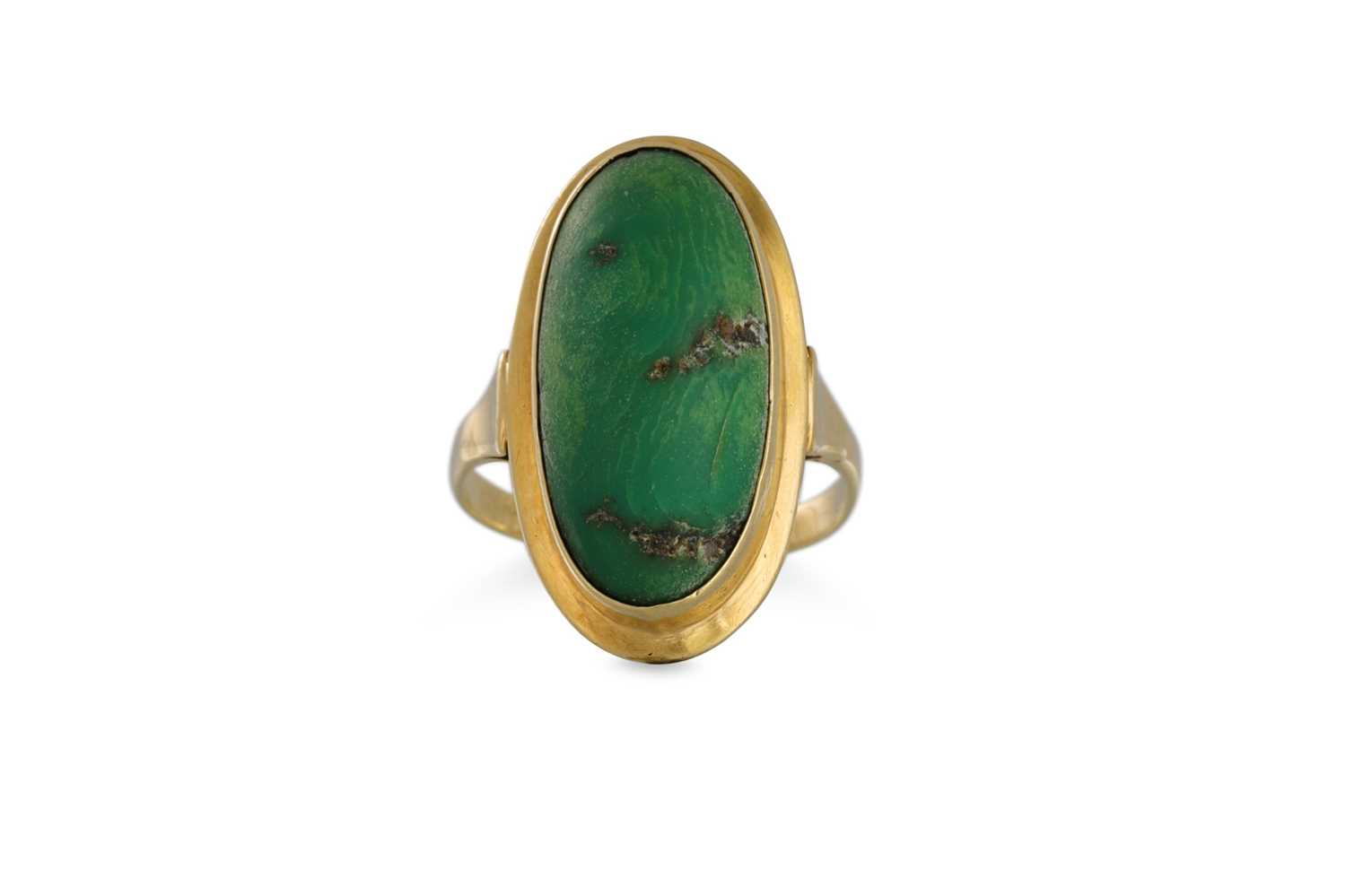 Lot 87 - A VINTAGE TURQUOISE DRESS RING, mounted in...