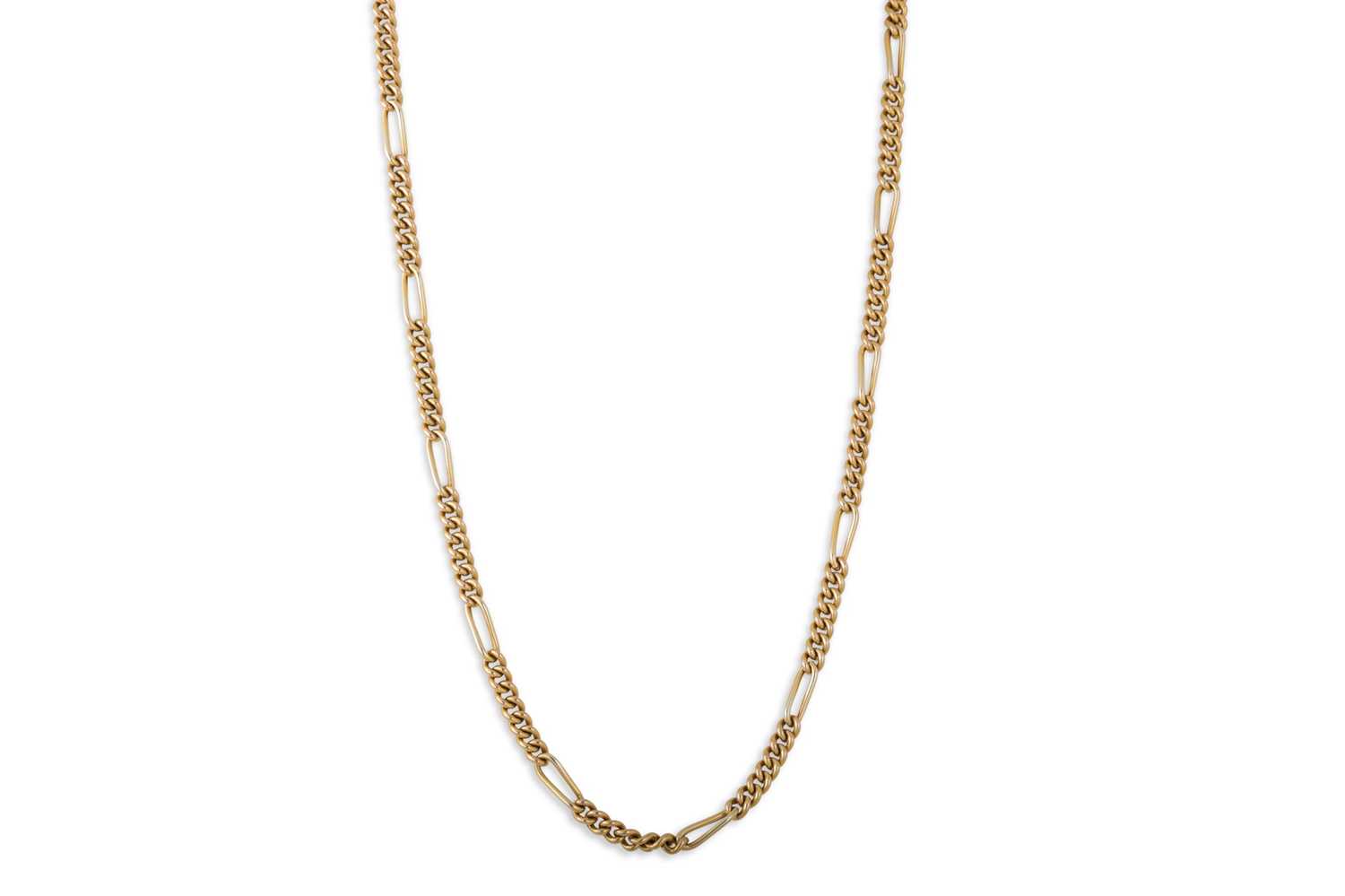 Lot 1 - A 9CT YELLOW GOLD FANCY FIGARO LINK NECKCHAIN,...