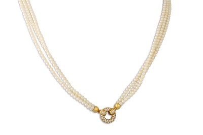 Lot 11 - A TRIPLE ROW CULTURED PEARL NECKLACE, with...