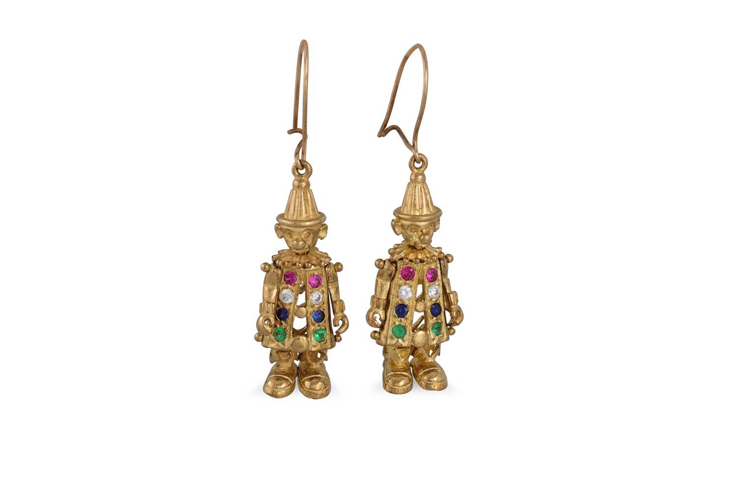 Lot 148 - A PAIR OF CLOWN EARRINGS, 9ct gold, 8 g