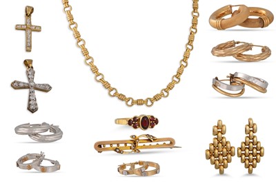 Lot 134 - A COLLECTION OF 9CT GOLD JEWELLERY, some stone...