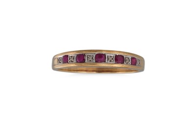 Lot 309 - A RUBY AND DIAMOND HALF ETERNITY RING, in 9ct...