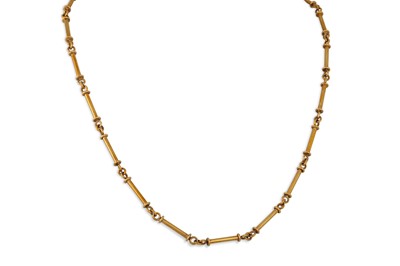 Lot 289 - A 9CT YELLOW GOLD FANCY LINK NECK CHAIN, 17 g.