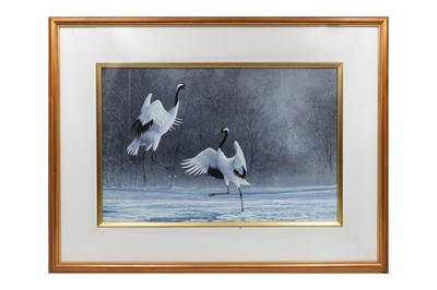 Lot 281 - JEREMY PAUL (ENGLISH b.1954), 'Cranes in the...