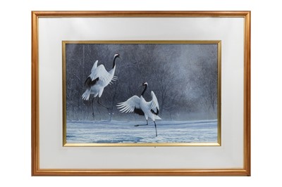 Lot 514 - JEREMY PAUL (ENGLISH b.1954), 'Cranes in the...