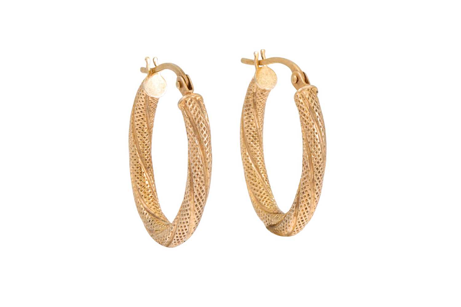 Lot 63 - A PAIR OF 9CT GOLD EARRINGS, textured decoration